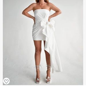 White side bow mini dress for bridal event - The Drop carolinecrawfordpatterson